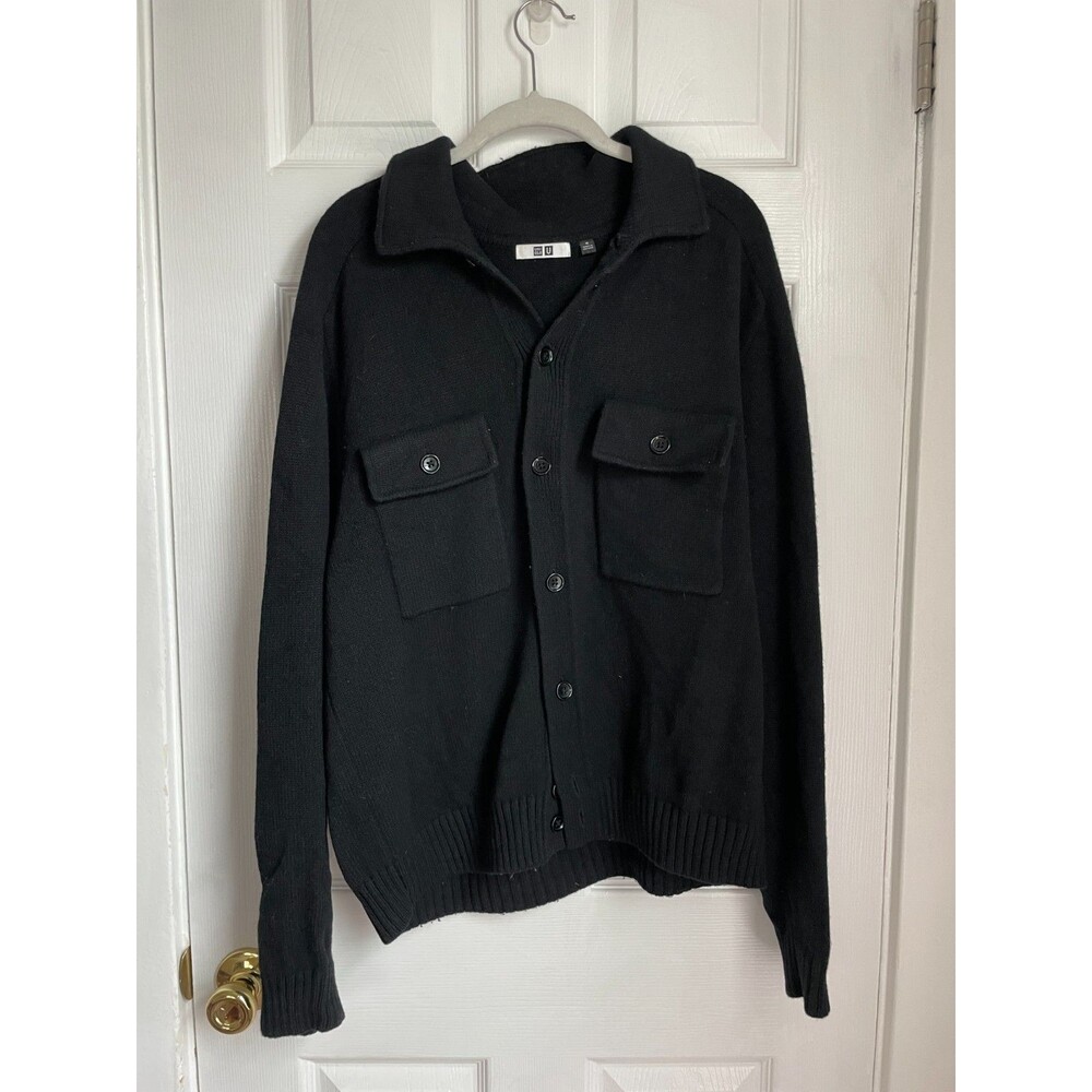 Lemaire Uniqlo U Unisex Lambswool Knitted Jacket Sweater Medium Black